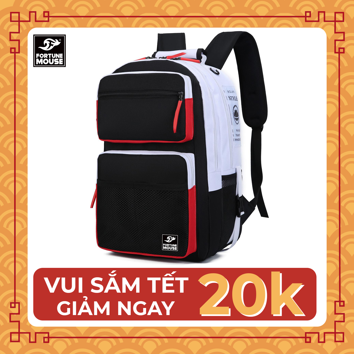 [TOP BÁN CHẠY] Balo cỡ lớn đựng laptop nhiều ngăn Fortune Mouse B197