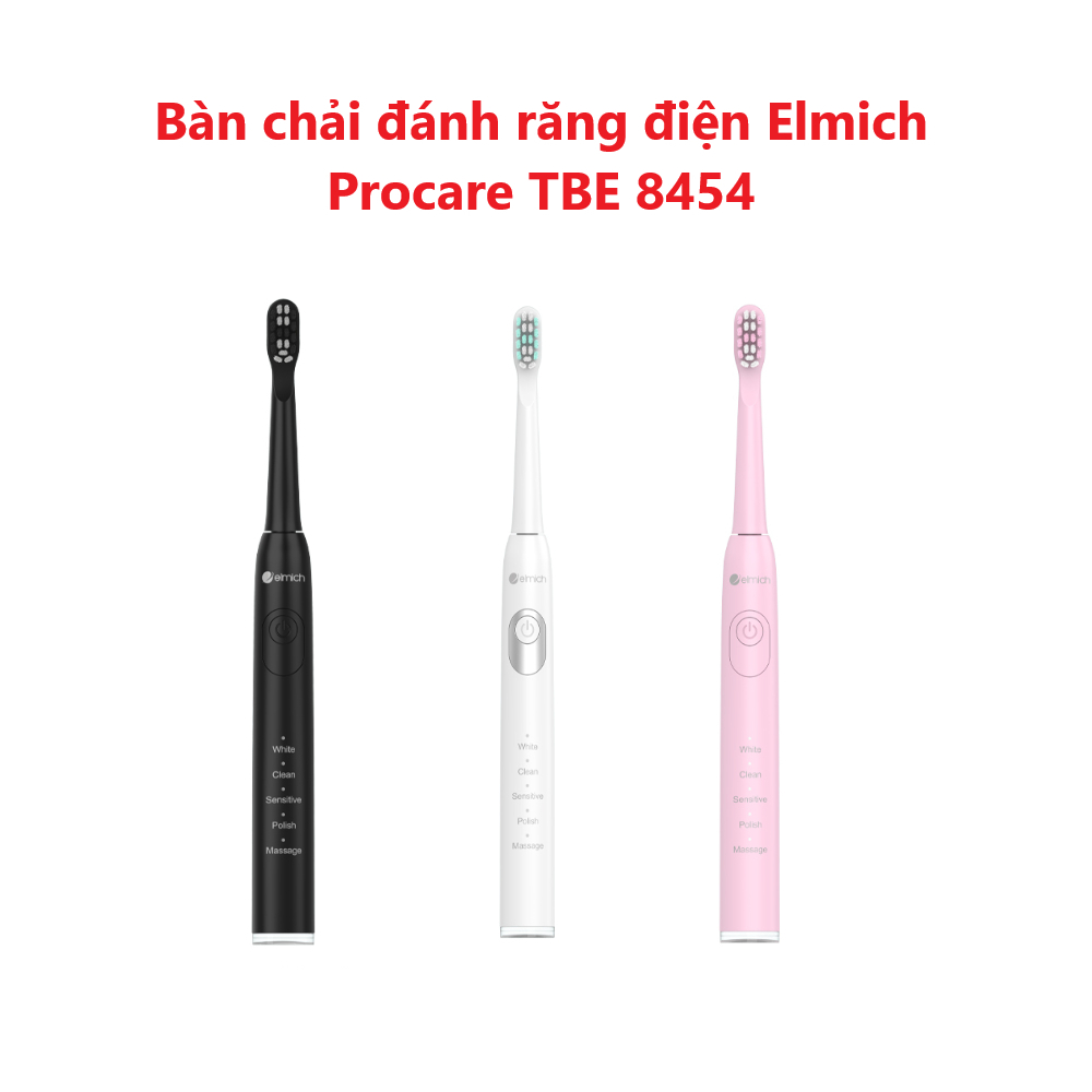 Bàn chải đánh răng điện elmich procare tbe-8454 tặng kèm thêm 2 đầu bàn chải