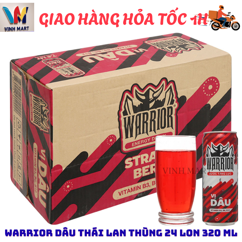 Warrior Dâu Tăng Lực NK Thái Lan Thùng 24 Lon 320 mL