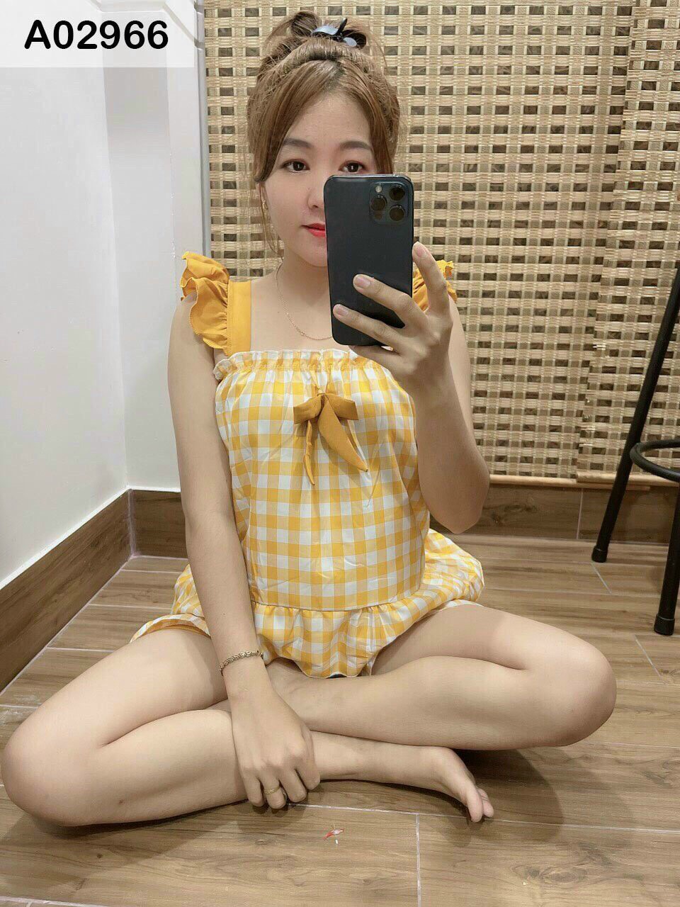 Set bộ kate lụa mềm phối caro siêu xịn
