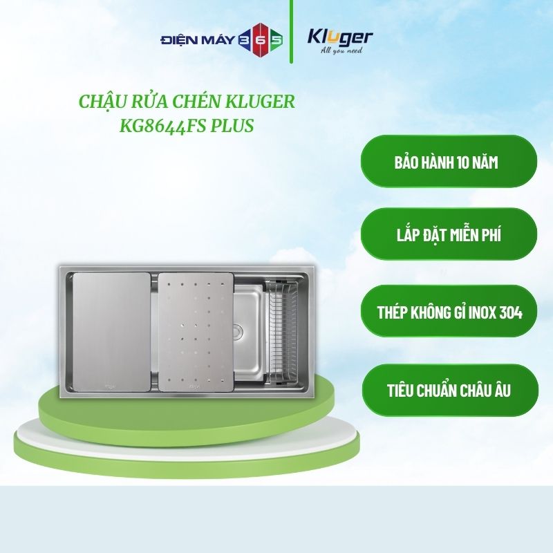 Chậu rửa bát Kluger K600 SERIES KG8644FS, Bề mặt LINEN dập nổi, Bảo hành 10 năm - STM