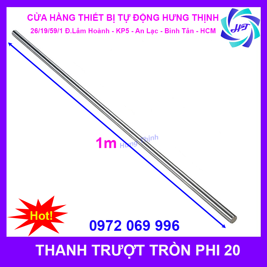 Thanh Trượt Tròn Phi 20 Dài 1000mm