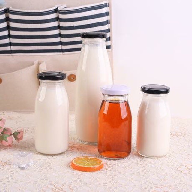 COMBO 2 Chai Thủy Tinh Đựng Sữa Nắp Thiêc Đủ Kích Cỡ Nắp Đen - Duonghieu6789