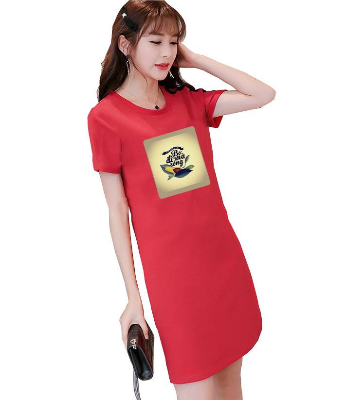 [HCM]ĐẦM SUÔNG IN CHỮ BƠ ĐI MÀ SỐNG VẢI MỀM MỊN MD0204