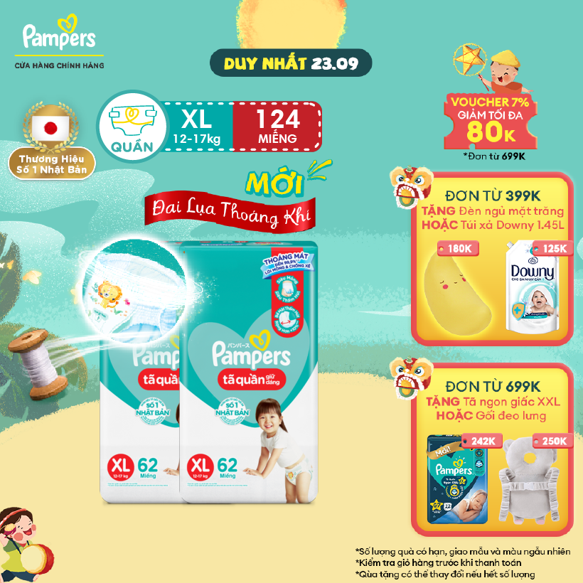 Combo 2 Tã/ Bỉm Quần PAMPERS Giữ Dáng Gói Cực Đại Size XL Chống Xệ