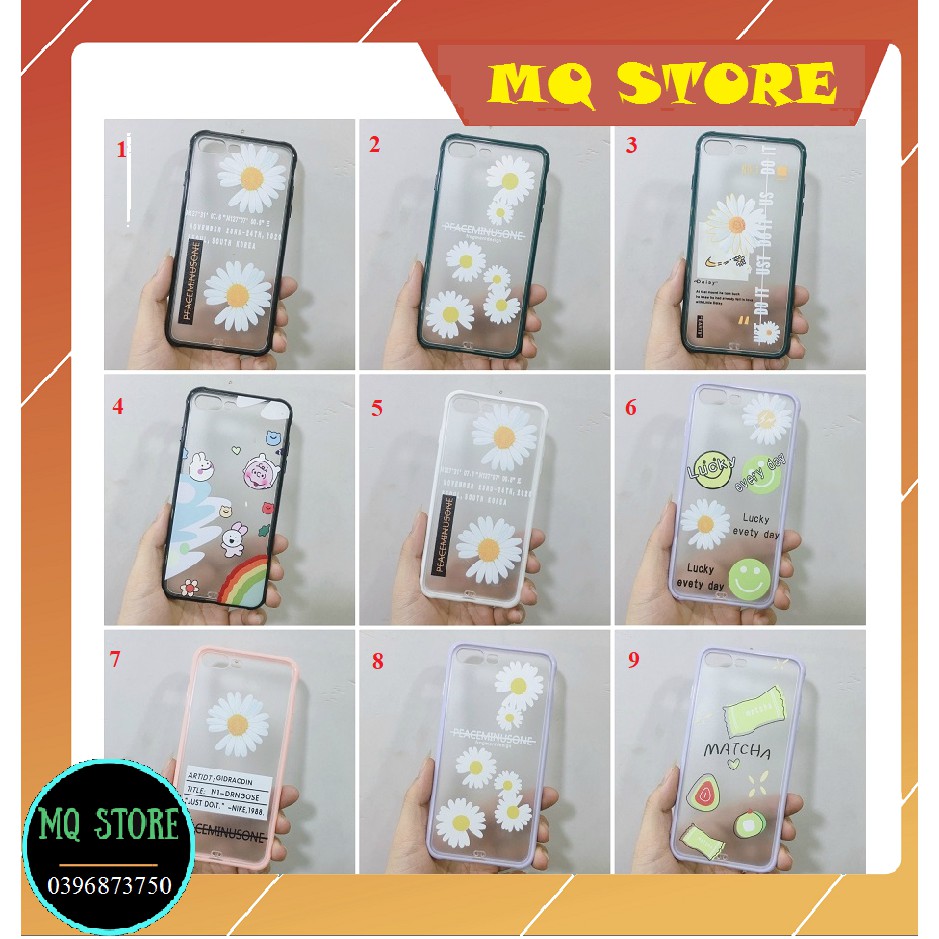 Ốp viền màu lưng nhám hoa cúc Iphone 7plus/ 8plus chống sốc 4 góc