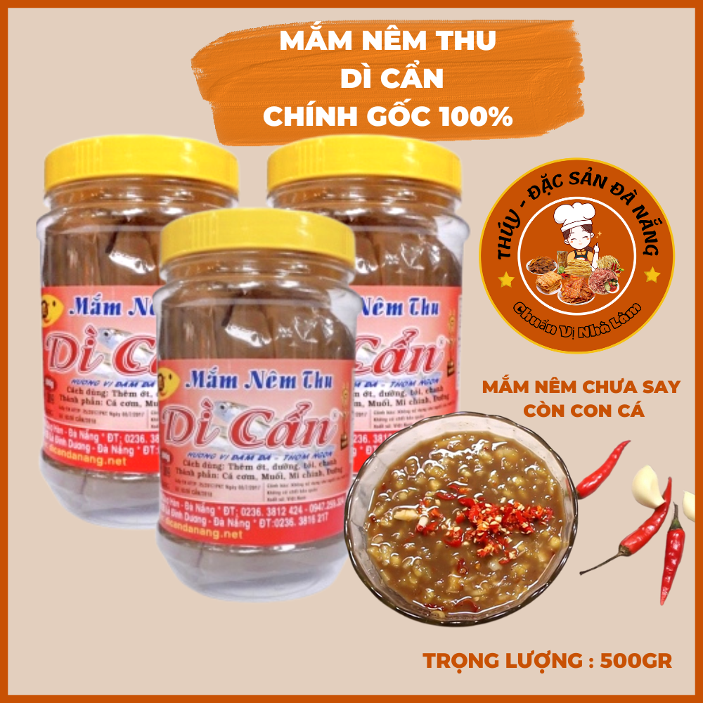 Mắm Nêm Thu Dì Cẩn Đà Nẵng 500gr chính gốc [ mắm nêm đặc biệt chưa say còn con cá]