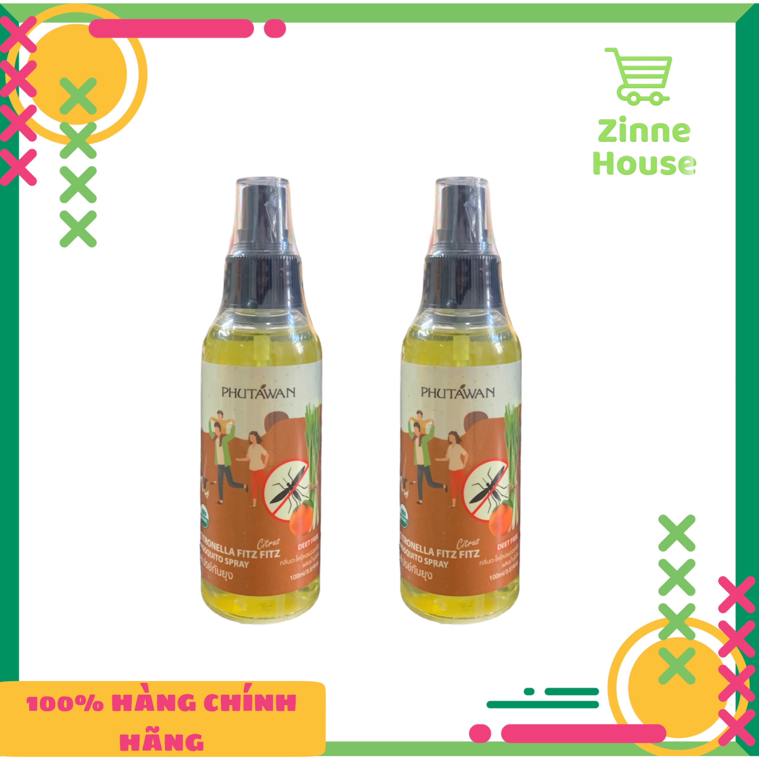 Tinh Dầu Xịt Chống Muỗi Cintronella Citrus Phutawan 100ml Thái Lan