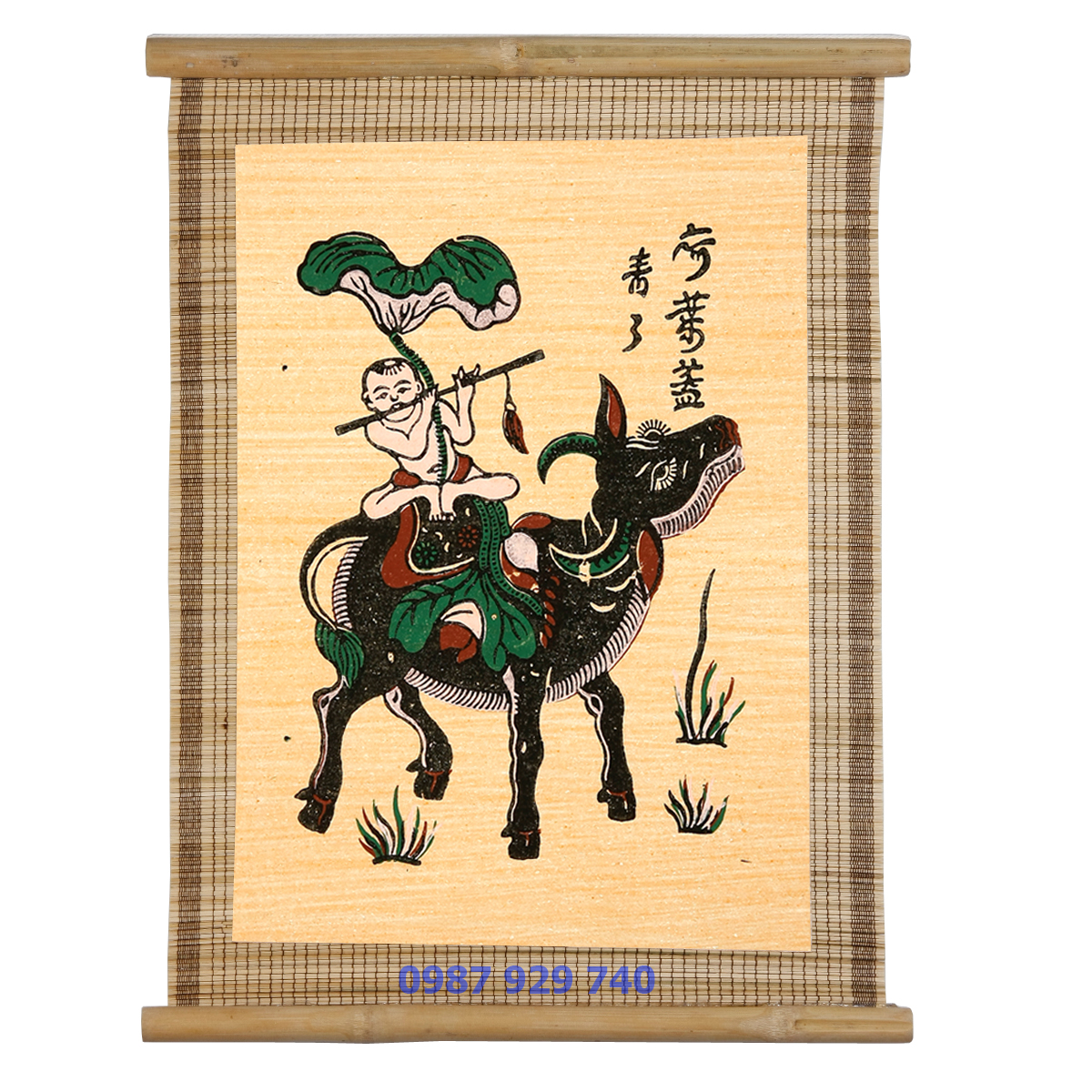 Tranh Đông Hồ - Bức Chăn Trâu Thổi Sáo - không khung tranh - Dong Ho folk paintings Viet Nam national cultural heritag