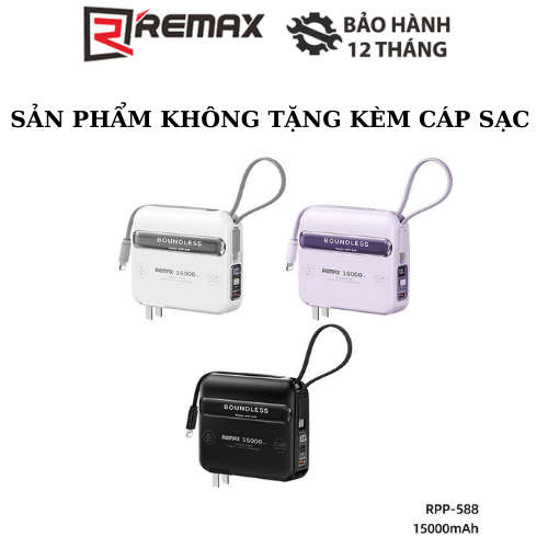 Cốc sạc nhanh kiêm pin dự phòng Remax RPP-588 All In One 15000mAh sạc nhanh PD max 45W tích hợp cáp sạc Type C, Lightning và giá đỡ điện thoại