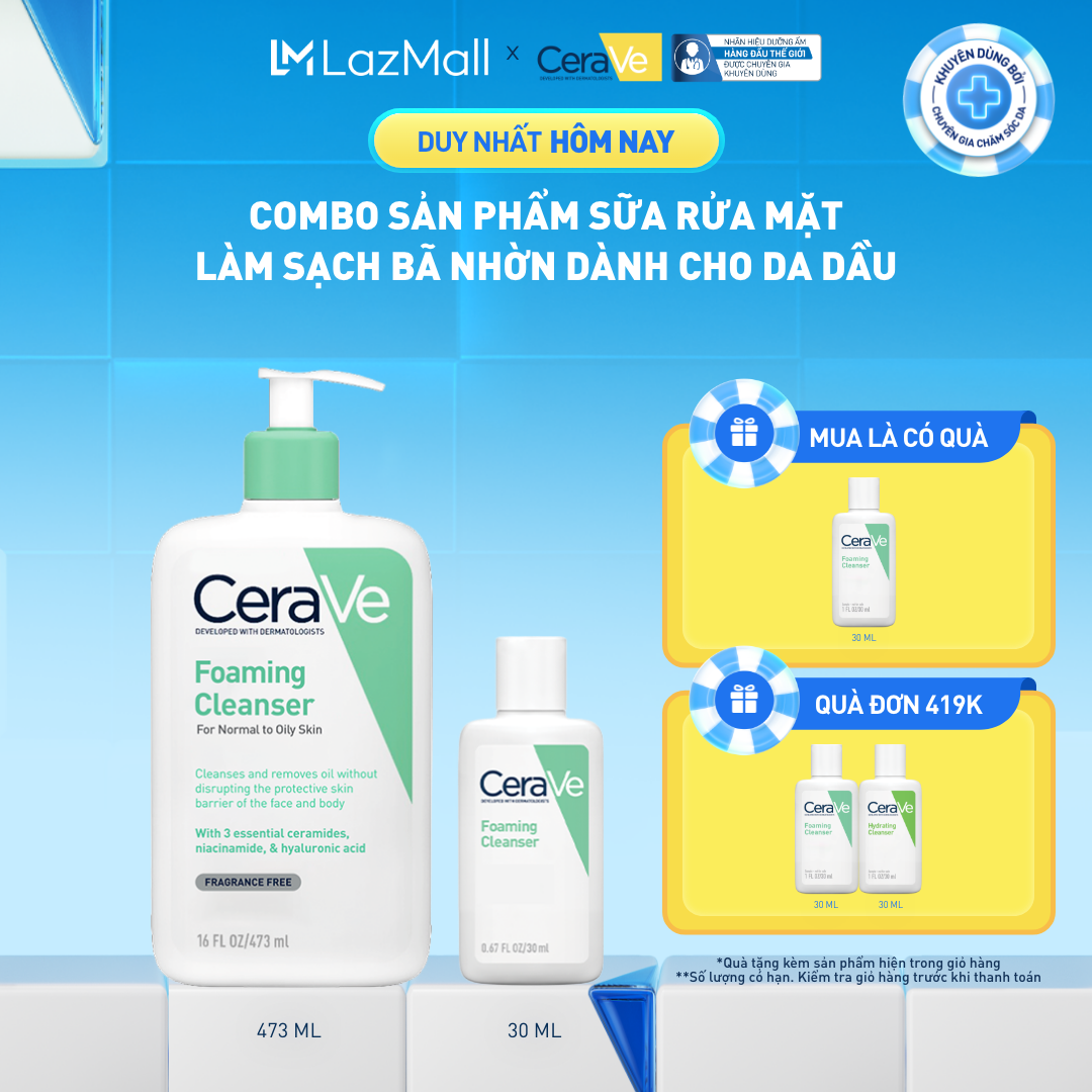 Bộ sản phẩm sữa rửa mặt làm sạch bã nhờn dành cho da dầu Foaming Cleanser