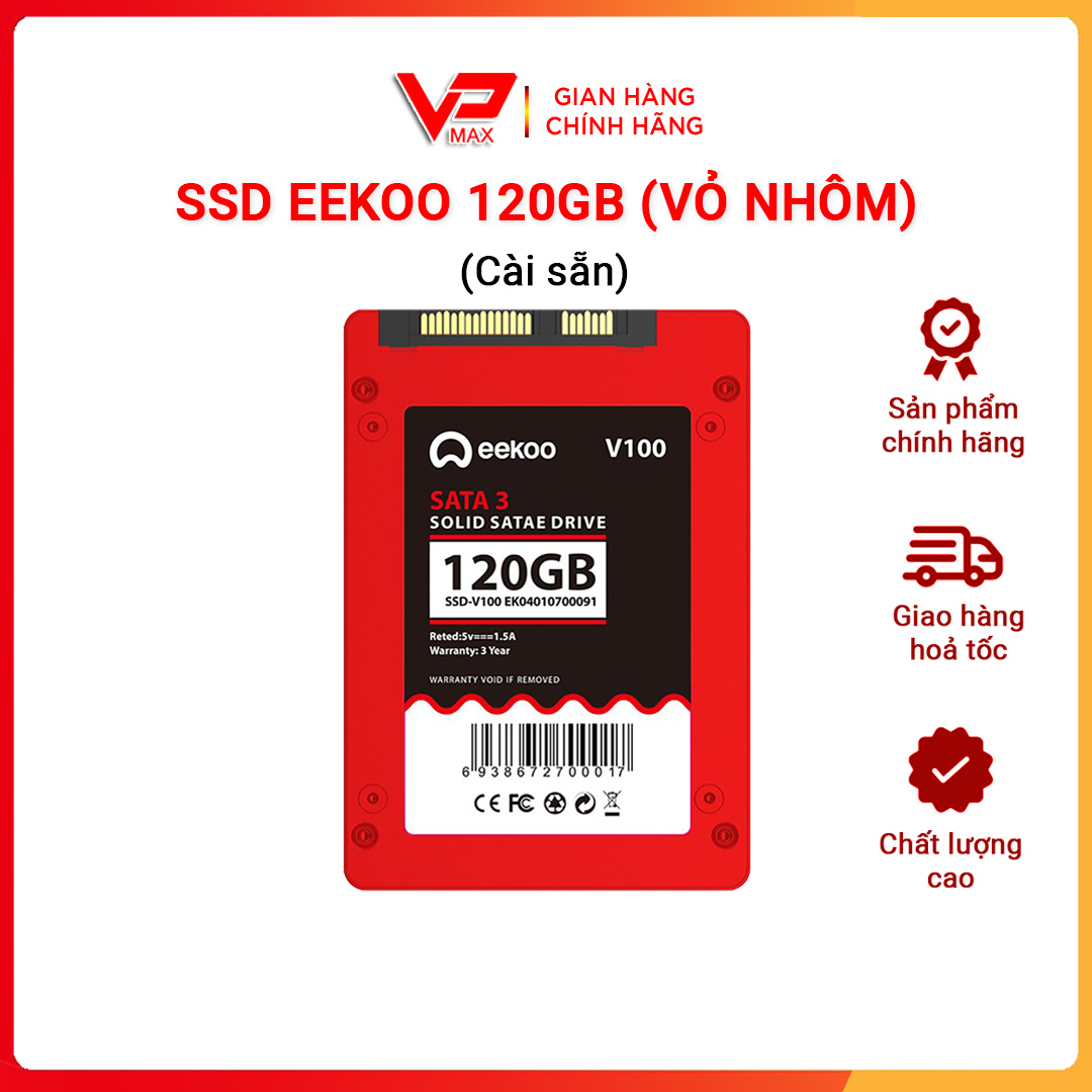 Ổ cứng SSD 120Gb Eekoo MLC siêu bền vỏ nhôm sata 3.0 bảo hành 3 năm - vpmax