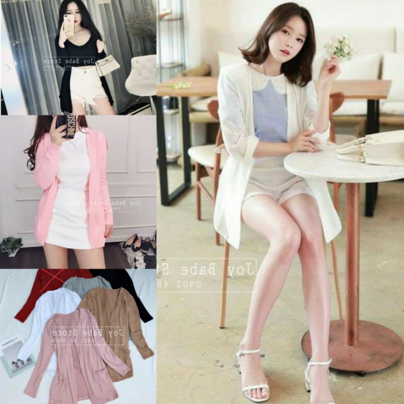 [HCM]Áo khoác nhẹ chất len form dài giấu quần len mỏng vừa điệu đà mix đồ cực xinh trơn basic khoác hè thu nữ pastel