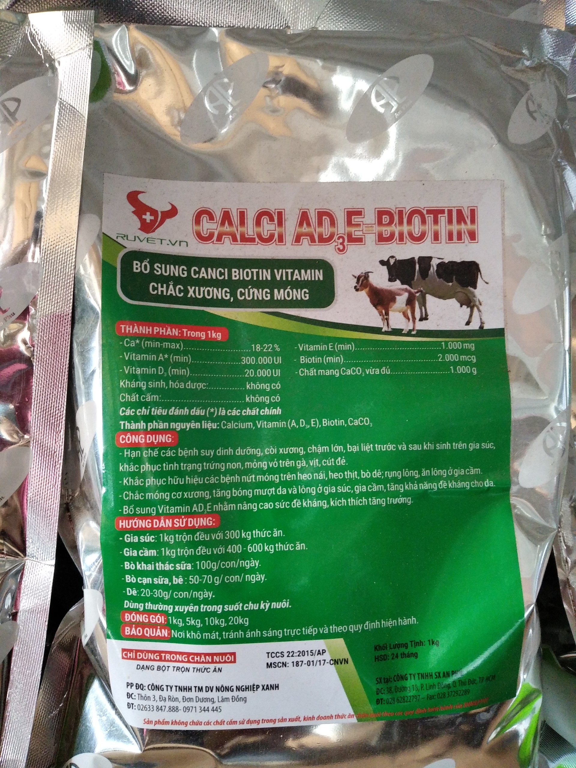Khoáng bổ sung calci - biotin - ade - ruvet việt nam - dụng cụ thú y - thuốc thú y