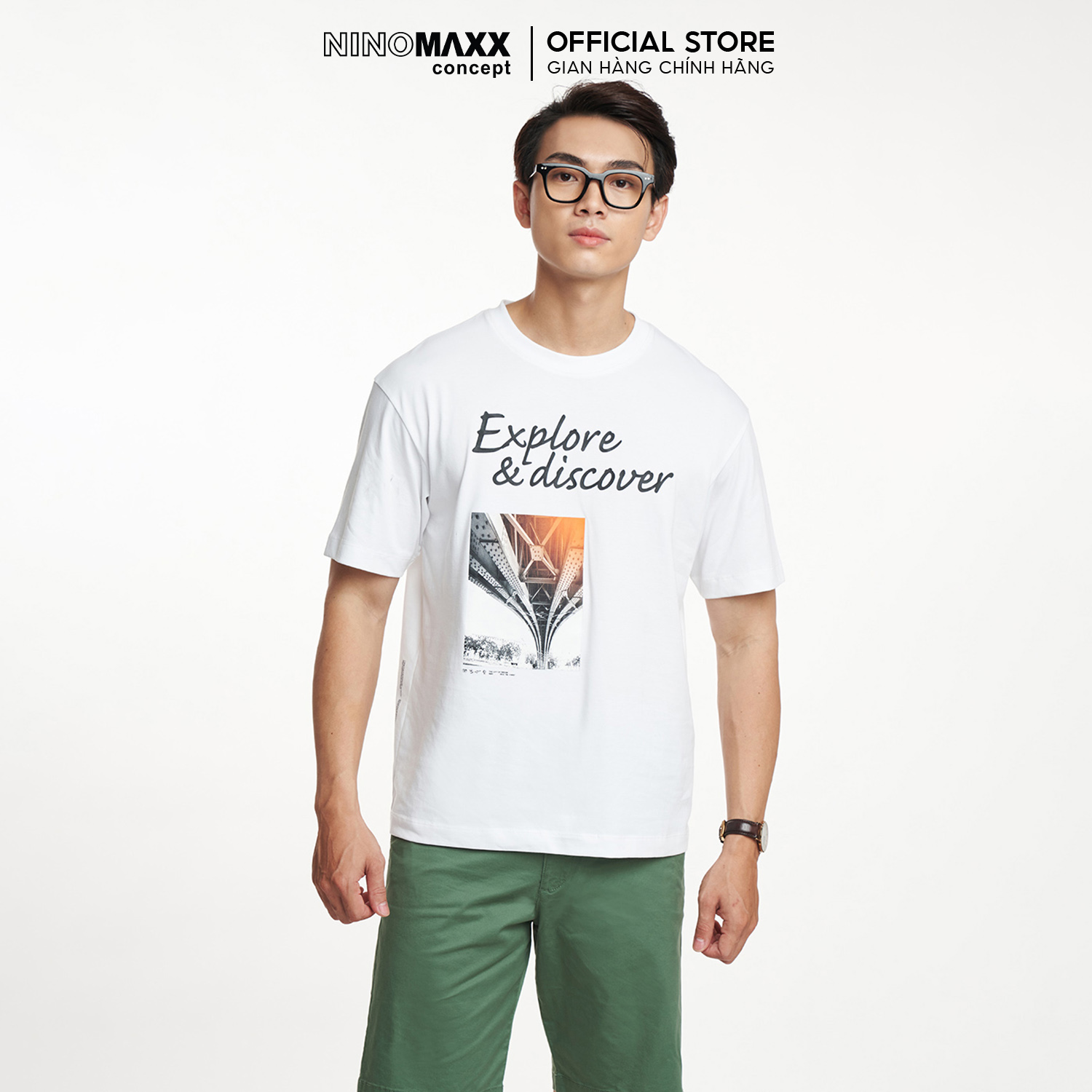 Ninomaxx áo thun nam graphic tay ngắn cổ tròn 2301045