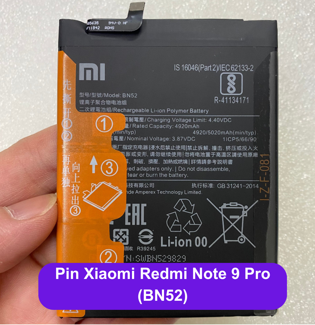 PIN XIAOMI BN52 (REDMI NOTE 9 PRO, NOTE 9 PRO MAX) ZIN