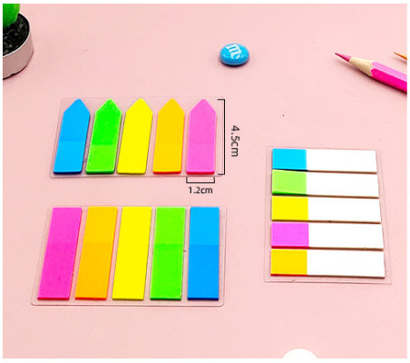 Set 100 nhãn dán đánh dấu trang phân loại màu huỳnh quang tiện dụng