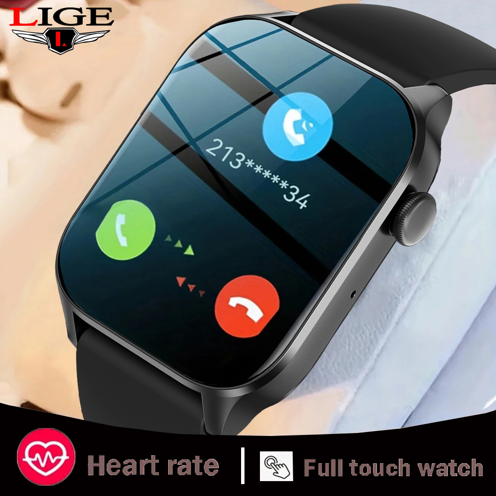 LIGE 1.85'' Full Touch Screen Bluetooth Call Smart Men Watches Waterproof Blood Oxygen Monitoring/Pressure Monitoring Fitness Women Watch + Box