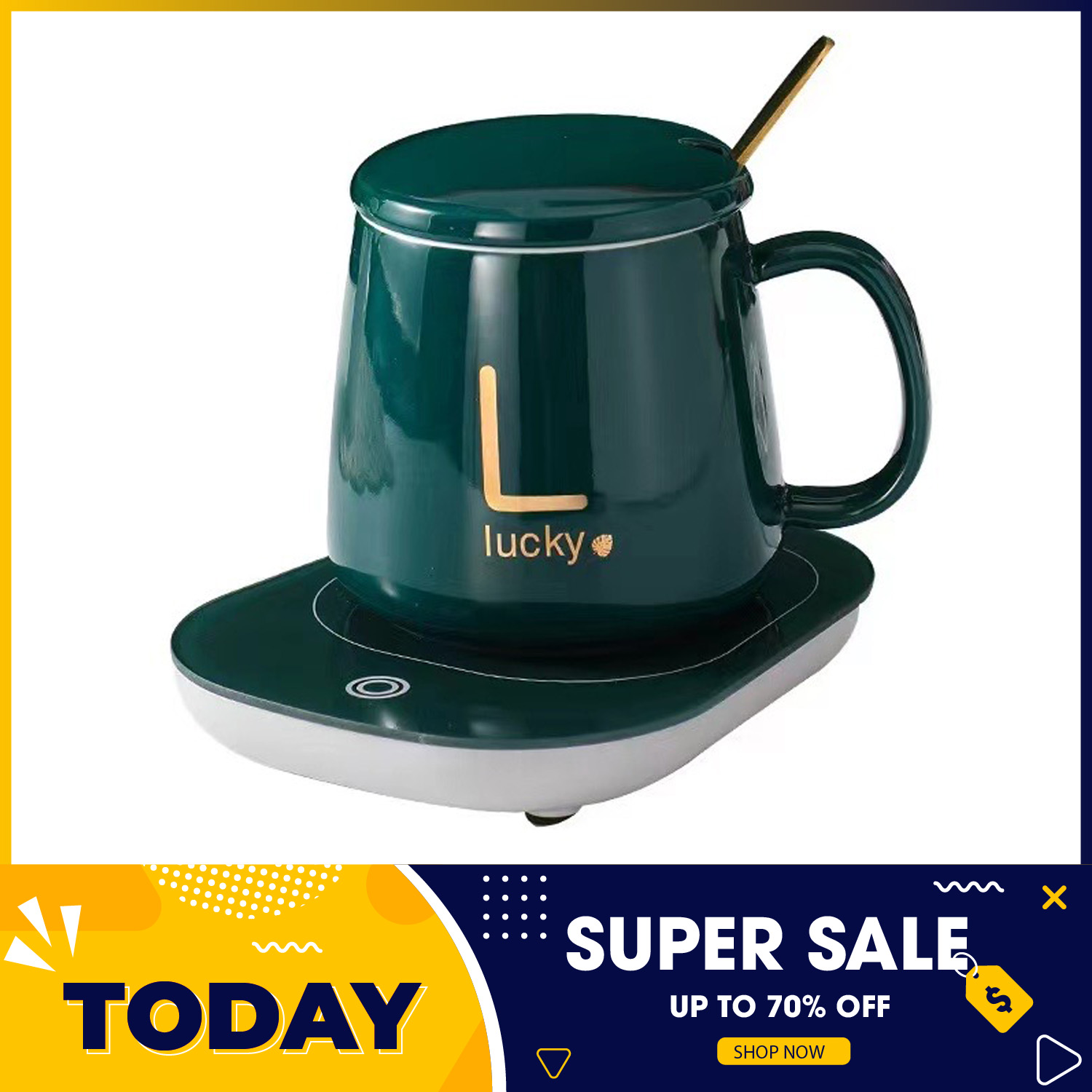 Đế hâm nóng cốc điện tử kèm ly uống cà phê cao cấp - cốc hâm nóng nước,  Máy hâm nóng cốc-Máy hâm nóng thức ăn,đồ uống bằng điện mini kèm cốc sứ phong cách hoàn gia siêu sang, Mẫu mới mới 2020