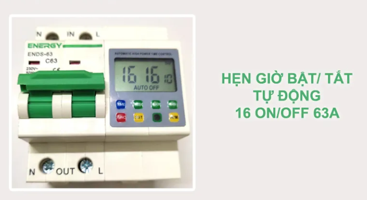 Công tắc hẹn giờ thông minh mcb ac 1 pha timer on / off auto tắt mở tự động chuẩn công nghiệp 63a