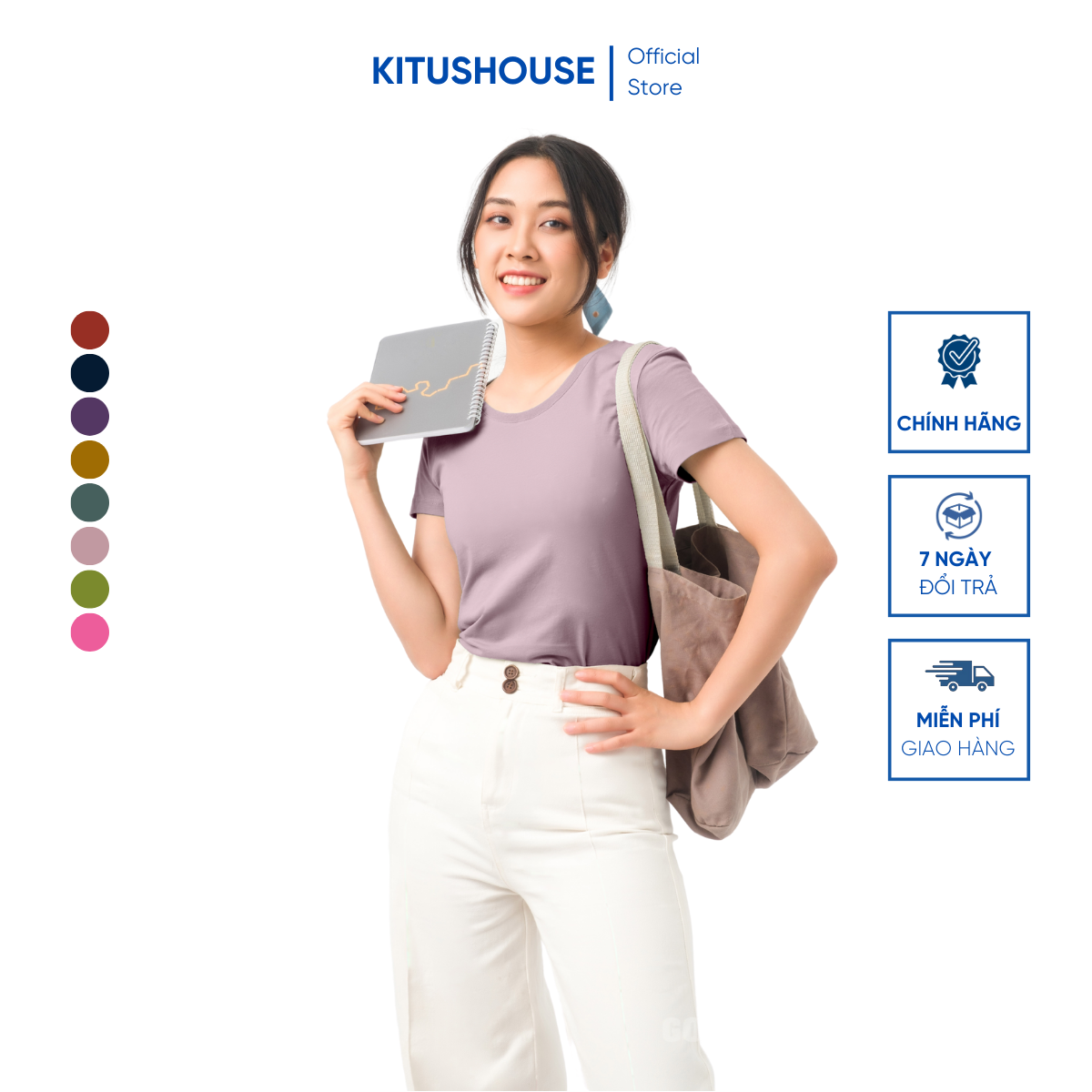 Áo thun trơn nữ, áo phông trơn nữ cổ tròn basic 100 cotton cao cấp thoáng mát tay ngắn 44 màu - áo có eo