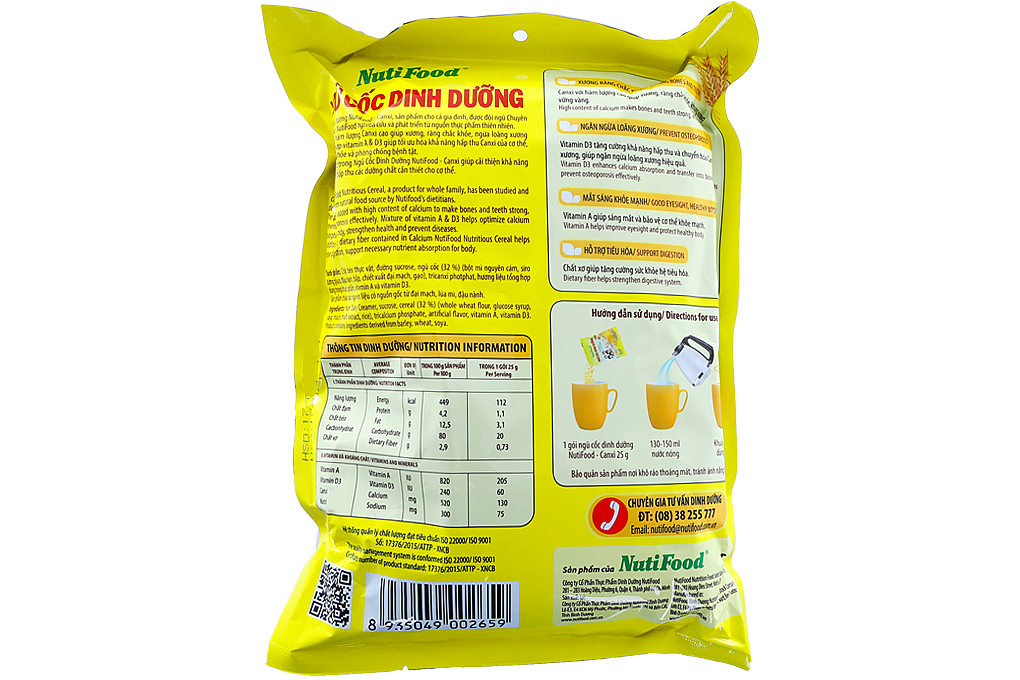 3 túi Ngũ Cốc Dinh Dưỡng Nutifood 500g  - thêm canxi cho xương chắc khỏe