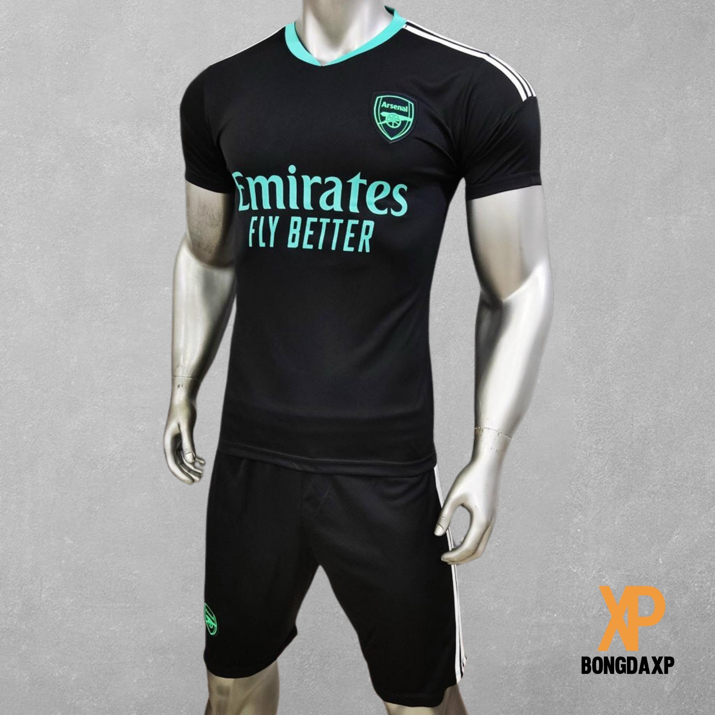 Quần áo bóng đá đồ đá banh CLB Arsenal Đen Vải thun lạnh cao cấp