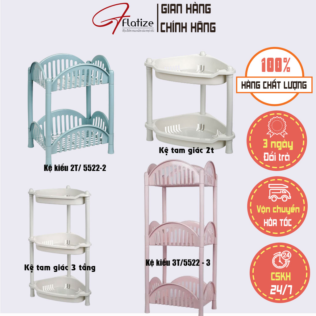 Kệ góc tường, kệ góc nhà tắm thông minh, kệ 2 tầng, kệ 3 tầng để đồ đa năng tiết kiệm diện tích - FLATIZE