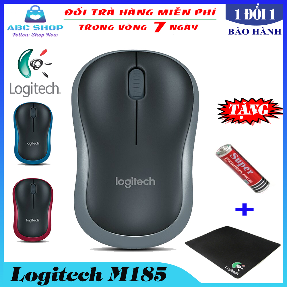 [HCM][HOT SALE] Chuột Vi Tính Không Dây Logitech-M185 Cao Cấp – Mouse Wireless Logitech-M185 – Chuột Không Dây Di Động Usb Kết Nối 10m 1000 DPI – Bảo Hành 12 Tháng 1 Đổi 1