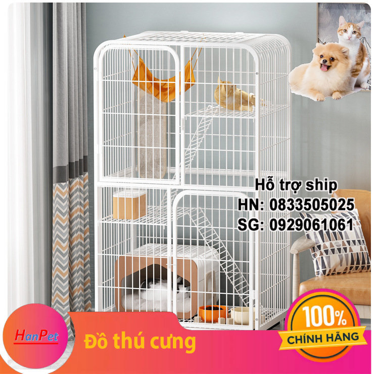 Hanpet - Nan ống to- Biệt thự mèo 3 tầng (M8) Chuồng lồng nuôi mèo M8 / nhà mèo / lồng mèo