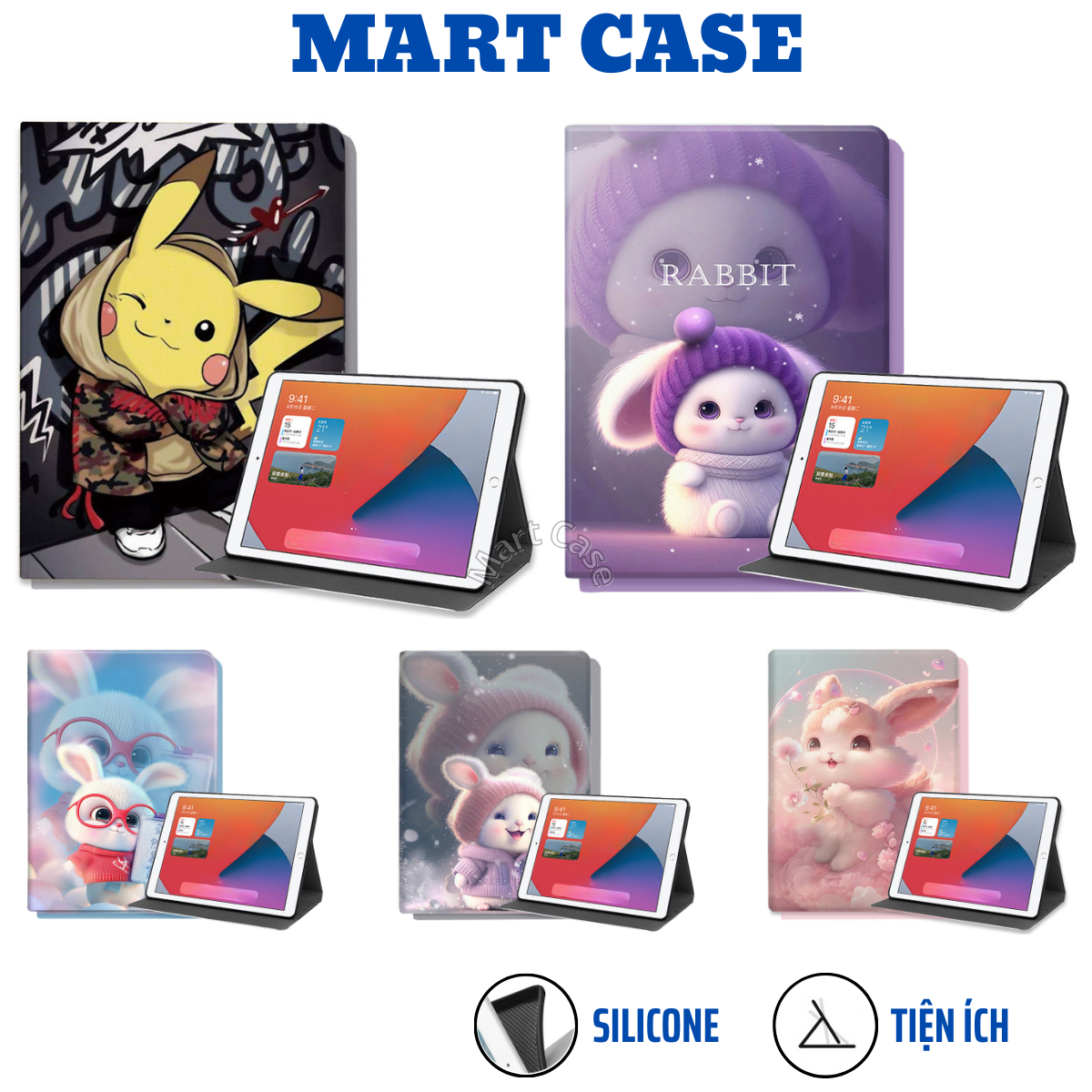 Bao da iPad Silicon hình PK Pikachuu ốp iPad Air 1/2/3/4/5/6 Gen 5/6/7/8/9/10 Pro 11/9.7/10.5 Mini 1/2/3/4/5/6 - MART CASE