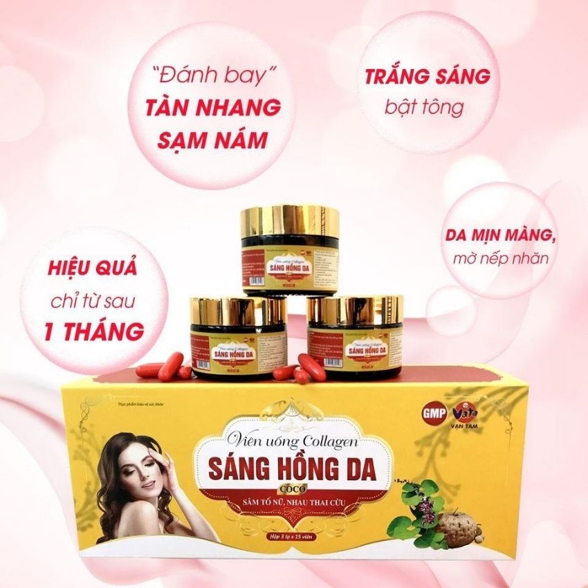 Viên uống colagen Sang Hồng Da, giảm nhanh vết nám,tàng nhang, cho da trắng sáng mịn màng