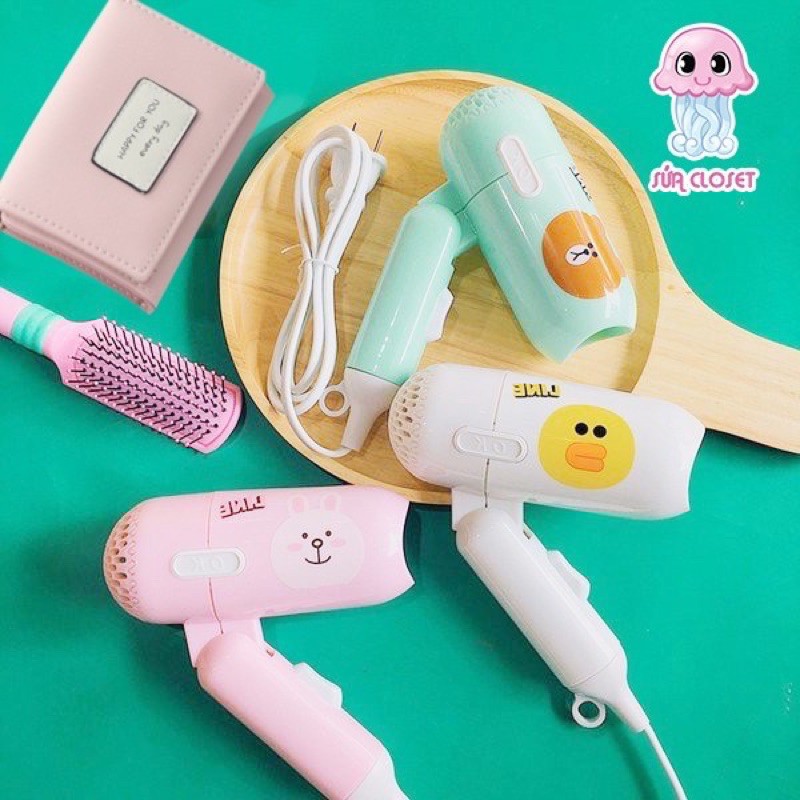 Máy sấy tóc mini icon siêu kute 2 chế độ gấp gọn