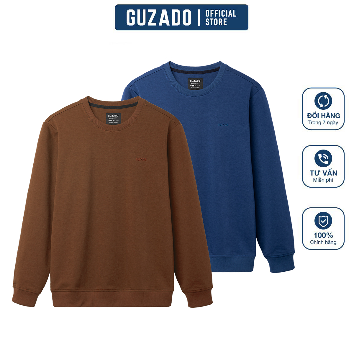 MUA 1 TẶNG 1 DUY NHẤT 1.1 Áo Sweater Nam GUZADO Áo Thun Dài Tay Nỉ Nam Form Regular Fit Thoải Mái 3 Màu Cơ Bản Dễ Mix Đồ GDT02