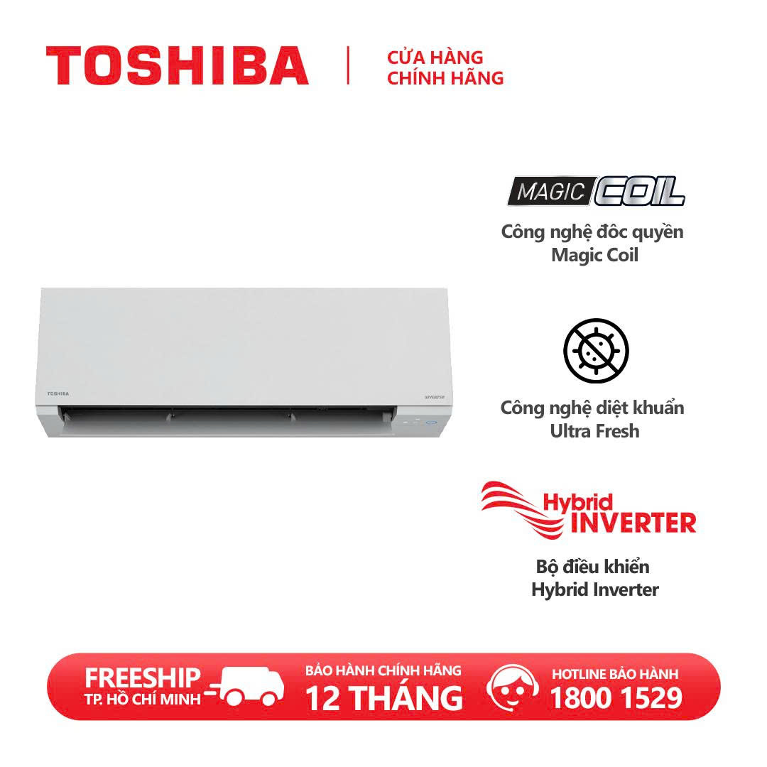Máy lạnh Toshiba Inverter 1 HP RAS-H10E2KCVG-V/ 1.5 HP RAS-H13E2KCVG-V/ 2 HP RAS-H18E2KCVG-V/ 2.5 HP RAS-H24E2KCVG-V  - Bảo hành chính hãng