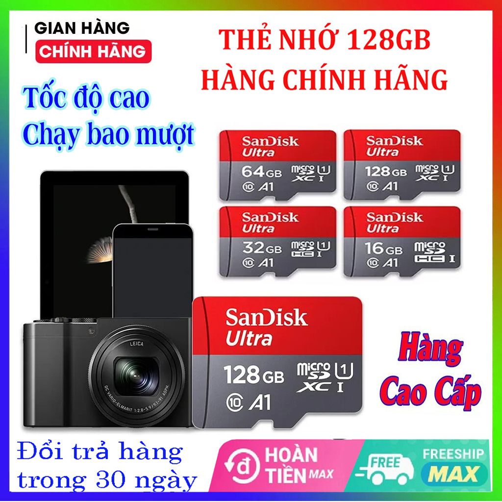 Thẻ nhớ 32GB 64GB 128GB Thẻ nhớ 64G Thẻ nhớ 128G Thẻ nhớ 32G Thẻ Nhớ SANDISK 128GB/64GB/32GB Tốc Độ CaoChuyên Dụng Cho Camera Wifi Camera Hành Trình Điện Thoại Thiết Bị Điện Tử