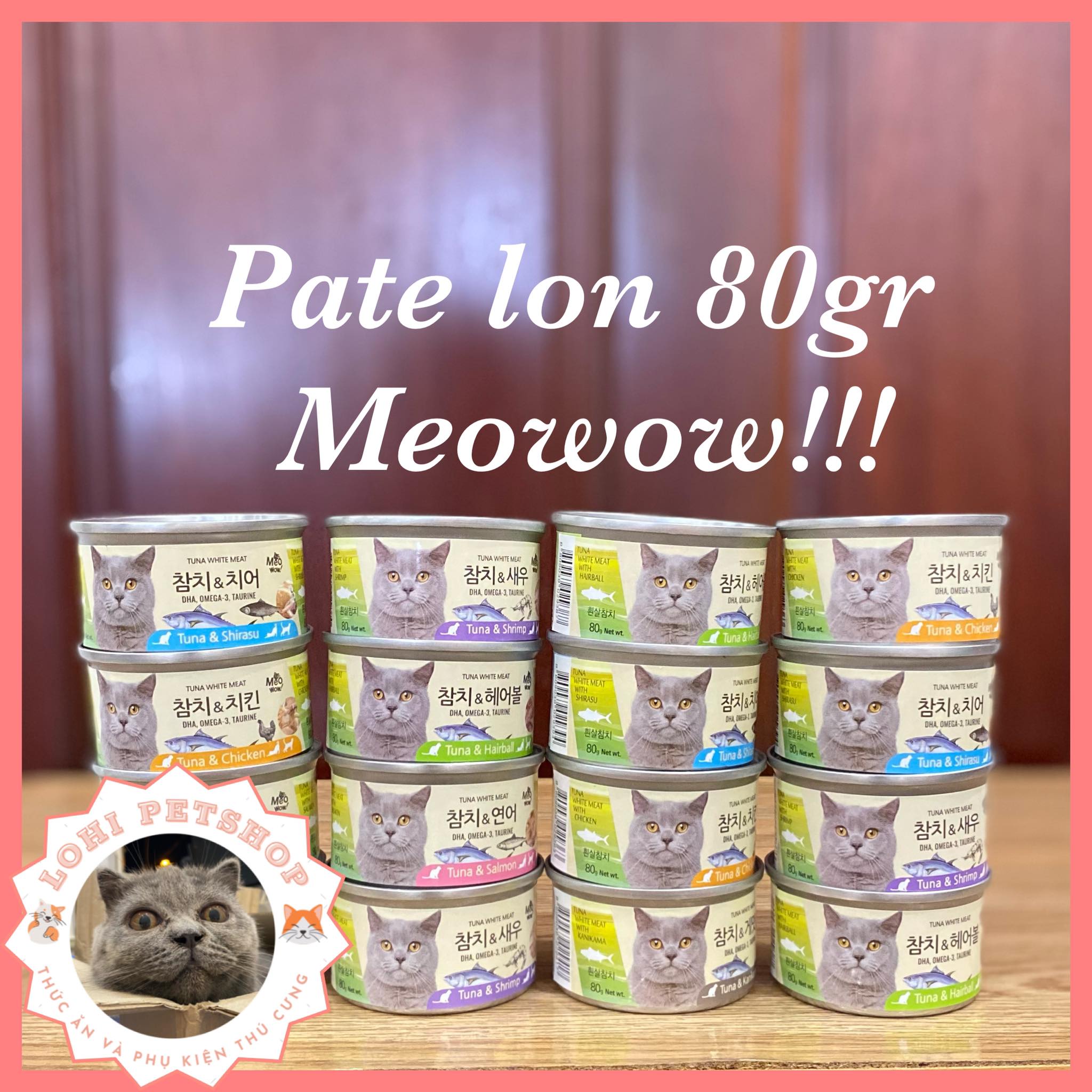 Thức ăn pate meowow lon 80gr cho mèo - Chọn vị