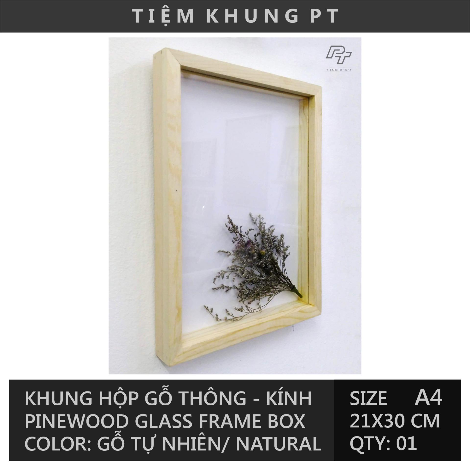 Khung ảnh A4 21x30 cm Hộp B1 - Khung hình gỗ thông mặt kính để bàn treo tường - Khung ảnh treo tường khổ A4 Solid wood frame box - Tiệm Khung PT