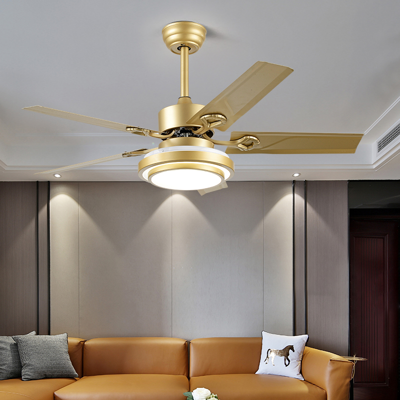 Đèn Quạt trần Đèn LED trang trí Hiện Đại màu vàng Sâm Banh - Quạt Đèn LED trang trí phòng Khách, Phòng ngủ SLY668 52ich