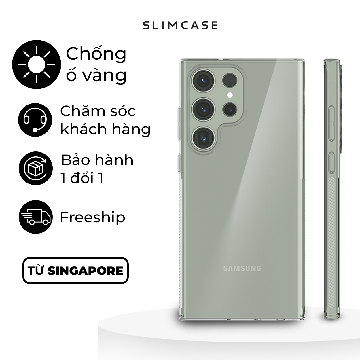 Ốp lưng Slimcase cho Samsung Galaxy S22 Ultra & S23 Ultra - Nhựa Armour Plastic Cao cấp, Siêu mỏng, không ố vàng - Hàng chính hãng