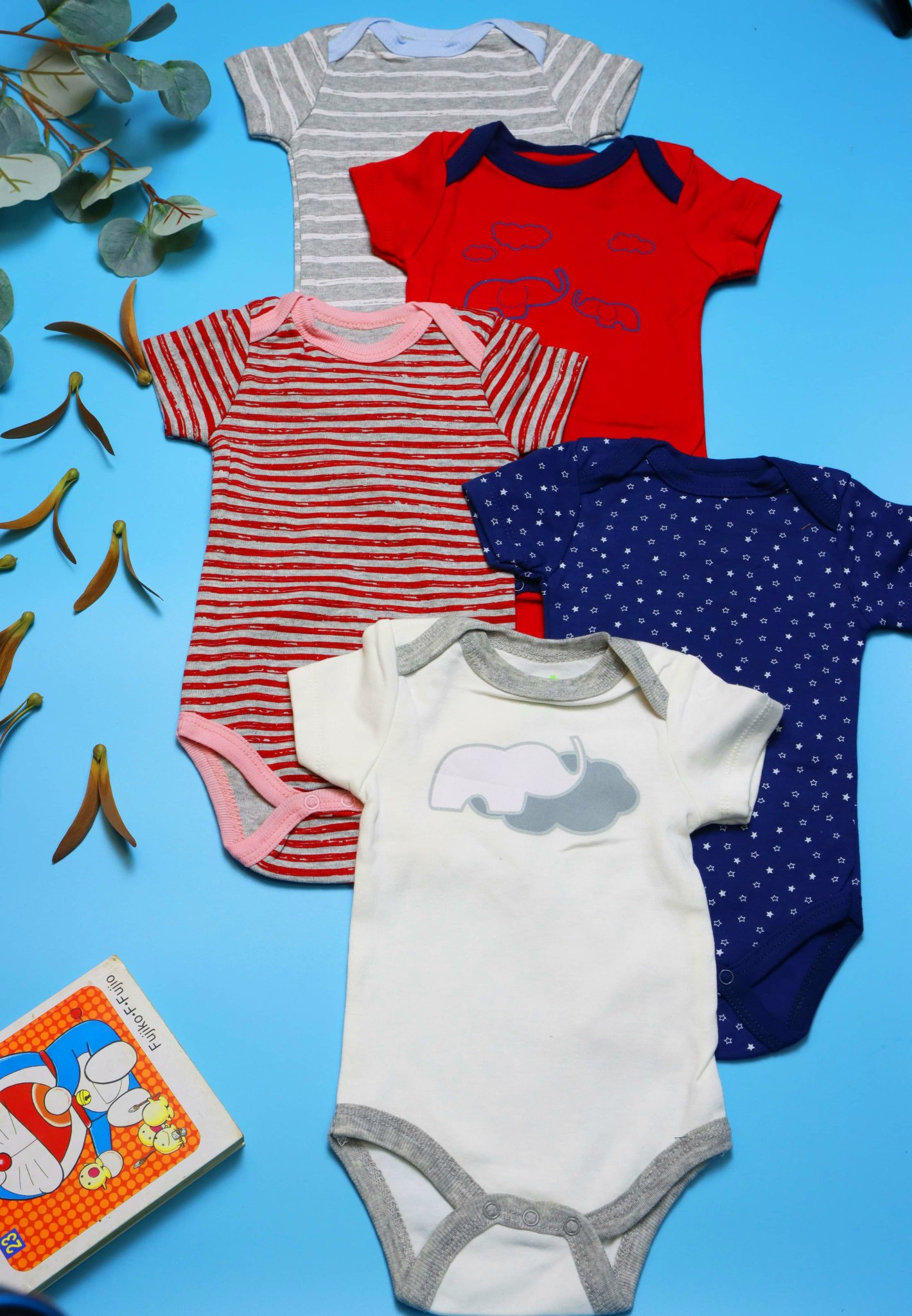 Set 5 bộ bodysuit bé trai từ 0 - 12 tháng tuổi