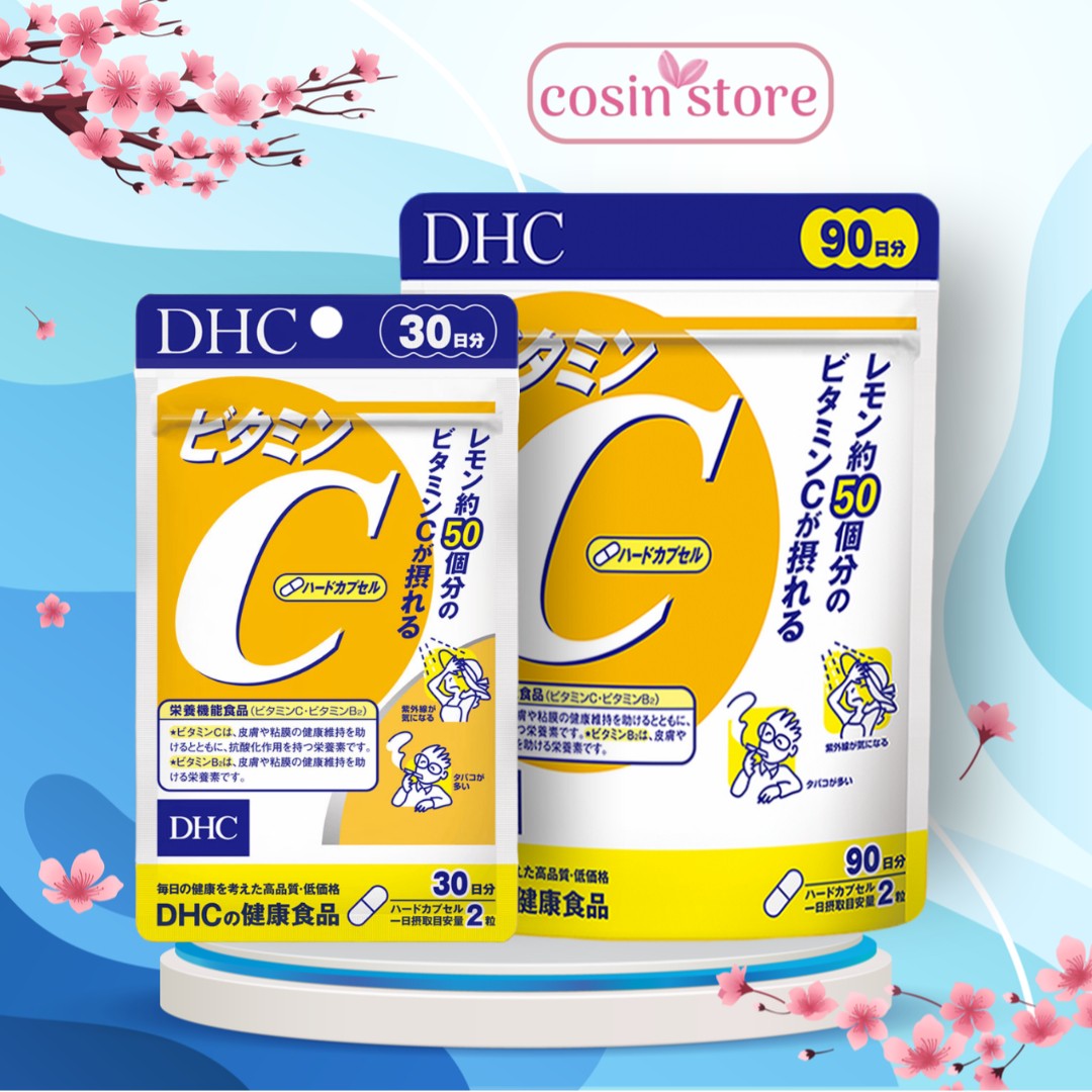 Viên uống DHC Vitamin C Hard Capsule túi 180 viên 90 ngày 60 Viên 30 Ngày của Nhật Bản dùng tăng sức đề kháng, hỗ trợ sáng da - Cosin Store