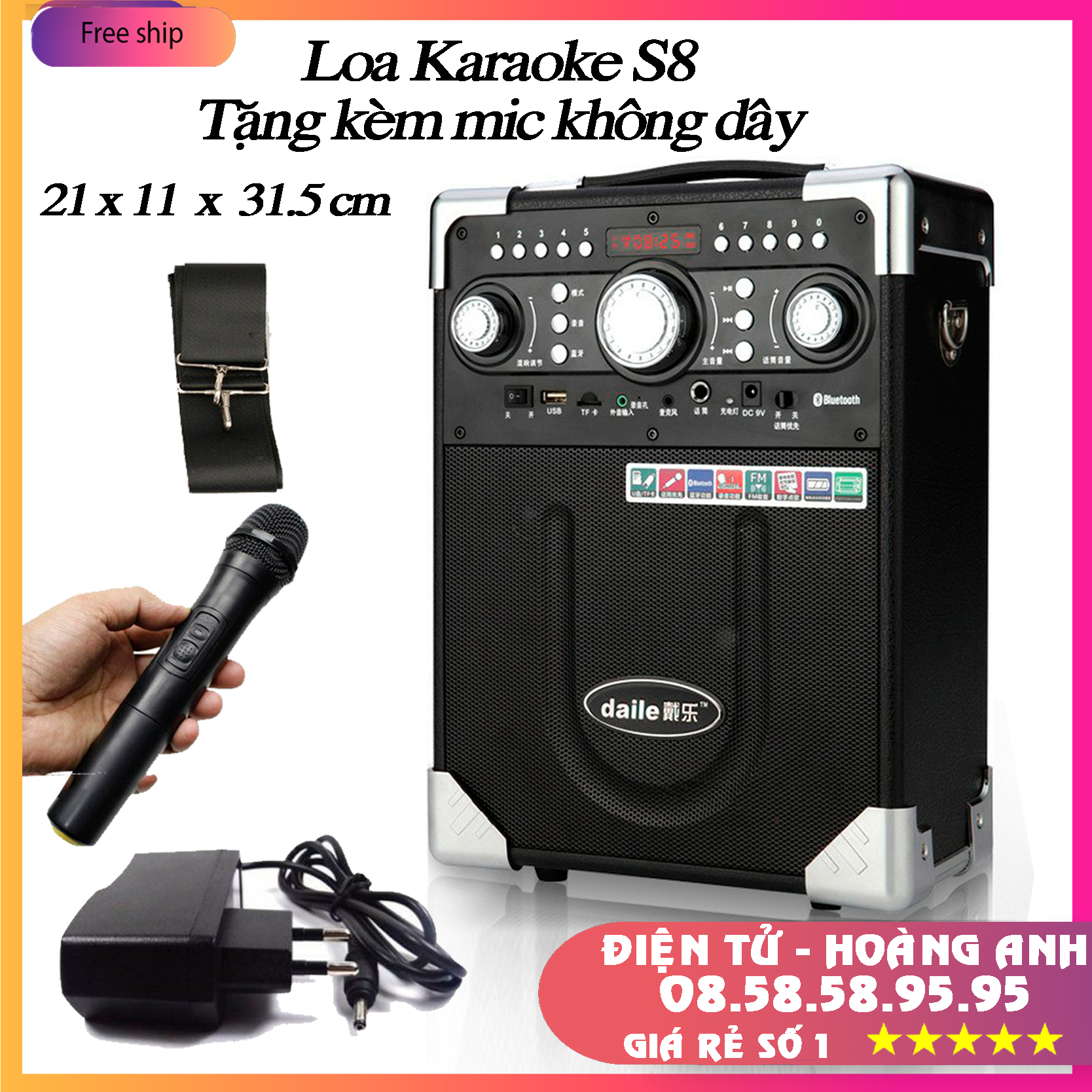 Loa Bluetooth Karaoke Daile S8 Xách Tay - Q8 Máy trợ giảng