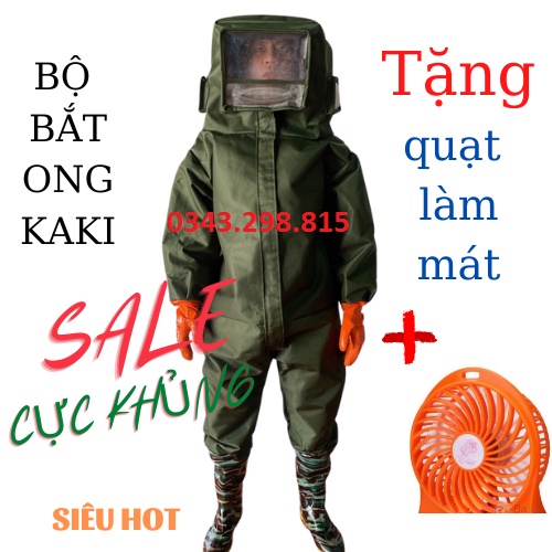 [ TẶNG QUẠT] Quần áo bắt ong chất kaki, bắt ong rừng hàng cao cấp vải dù may thủ công