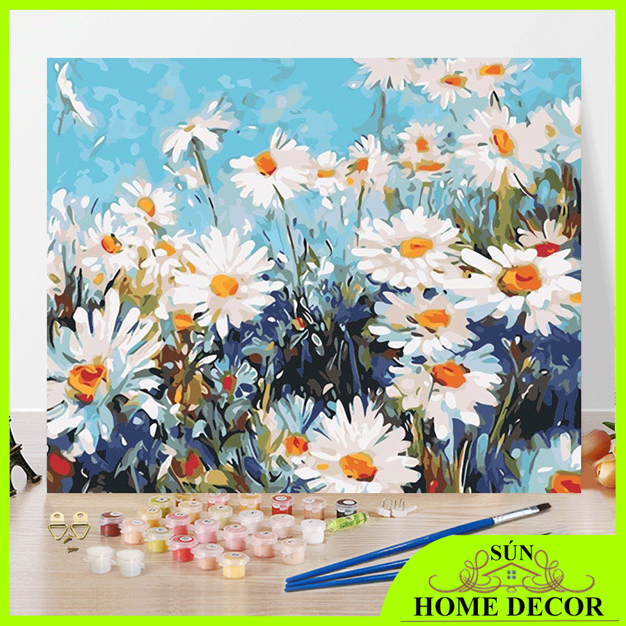 [CÓ KHUNG] Tranh sơn dầu số hoá phong cảnh thiên nhiên hoa hướng dương xuyến chi tranh sơn dầu nghệ thuật trang trí decor phòng khách phòng ngủ được chọn mẫu