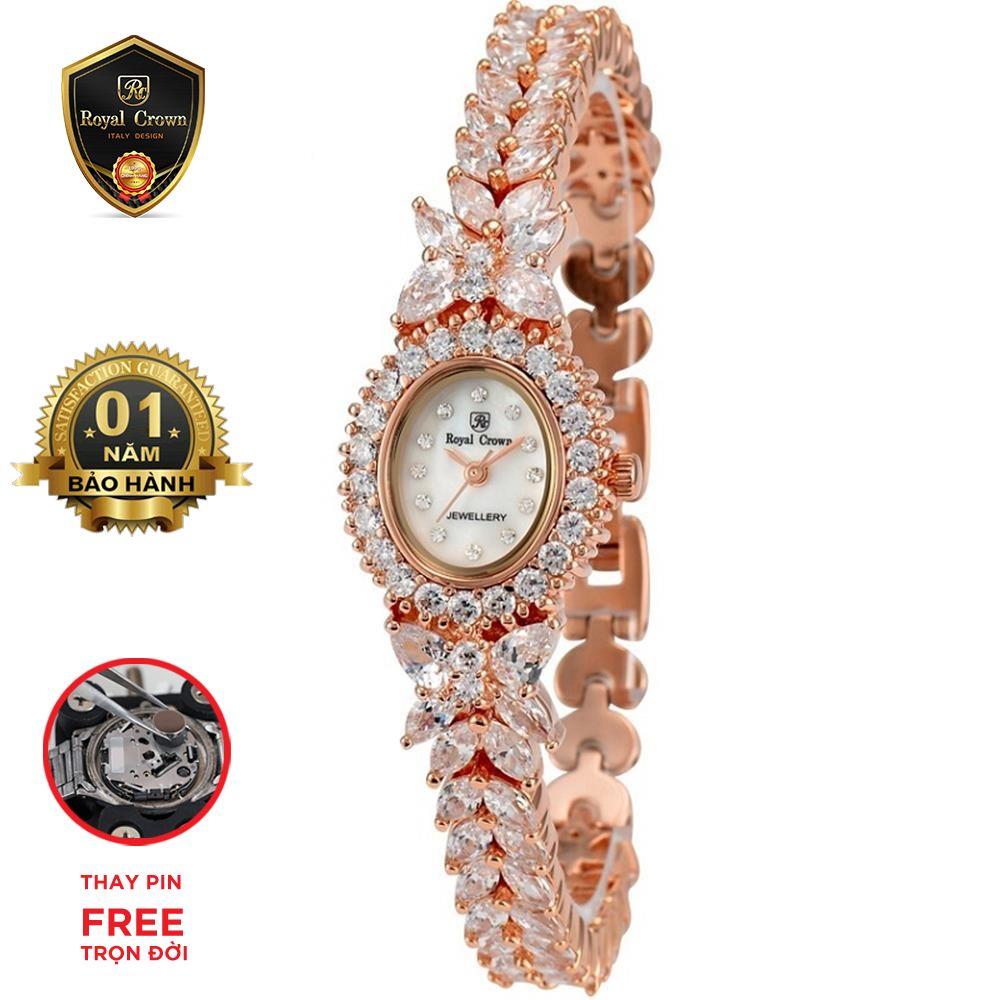 Đồng hồ nữ chính hãng Royal Crown Italy 2527 Jewelry vỏ vàng hồng
