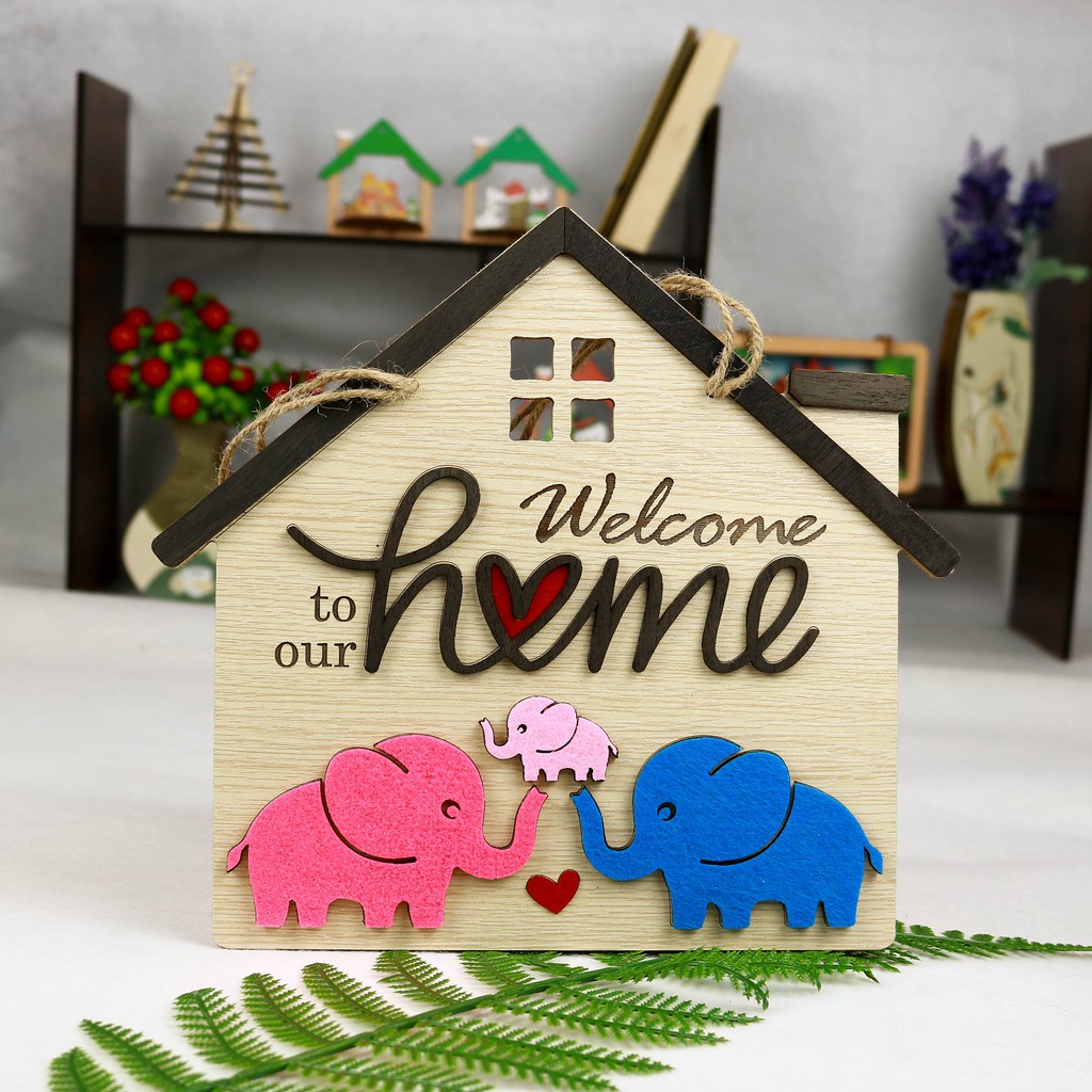 Decor home Bảng gỗ trang trí, decor gia dình voi