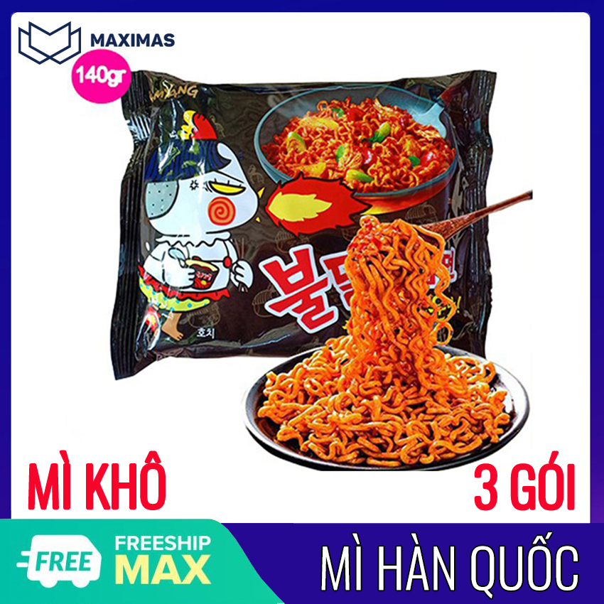 Mì Cay Samyang Hàn Quốc 3 gói x 140g - Mỳ cay Maximas - Ăn vặt Hàn Quốc