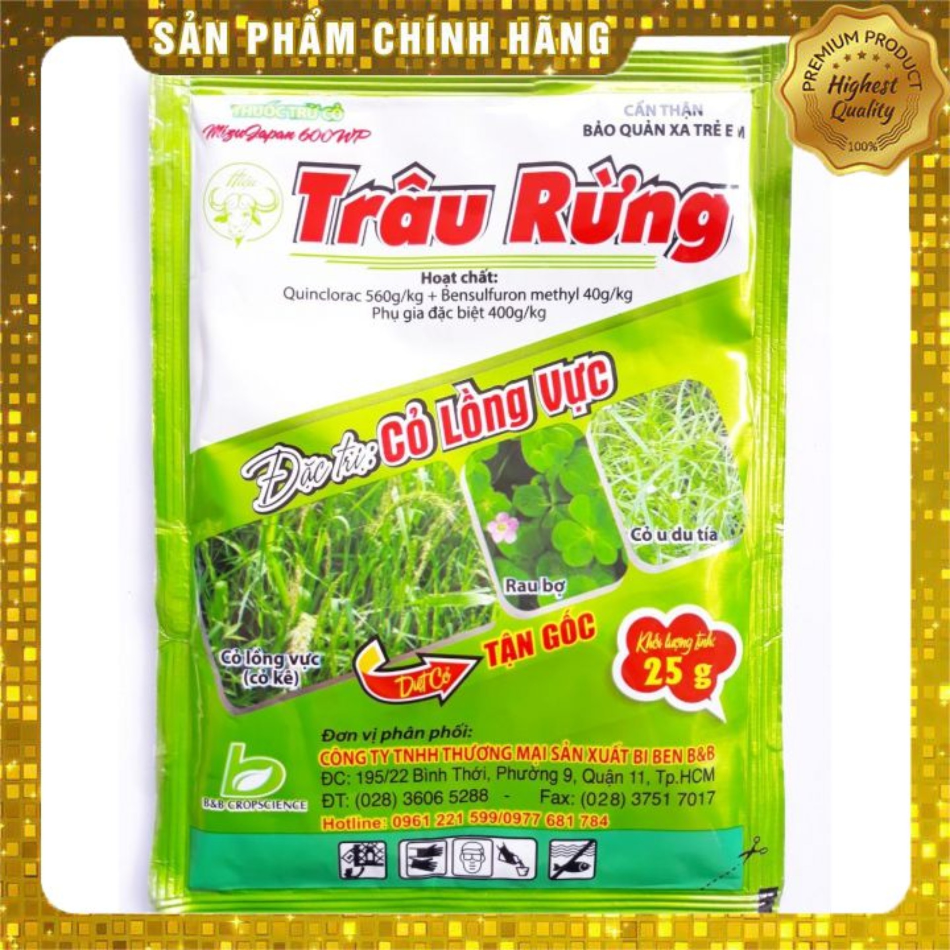 Thuoc trừ các loại cỏ dại trên Lúa MIZU JAPANE 600WP (25g) Hiệu Trâu Rừng