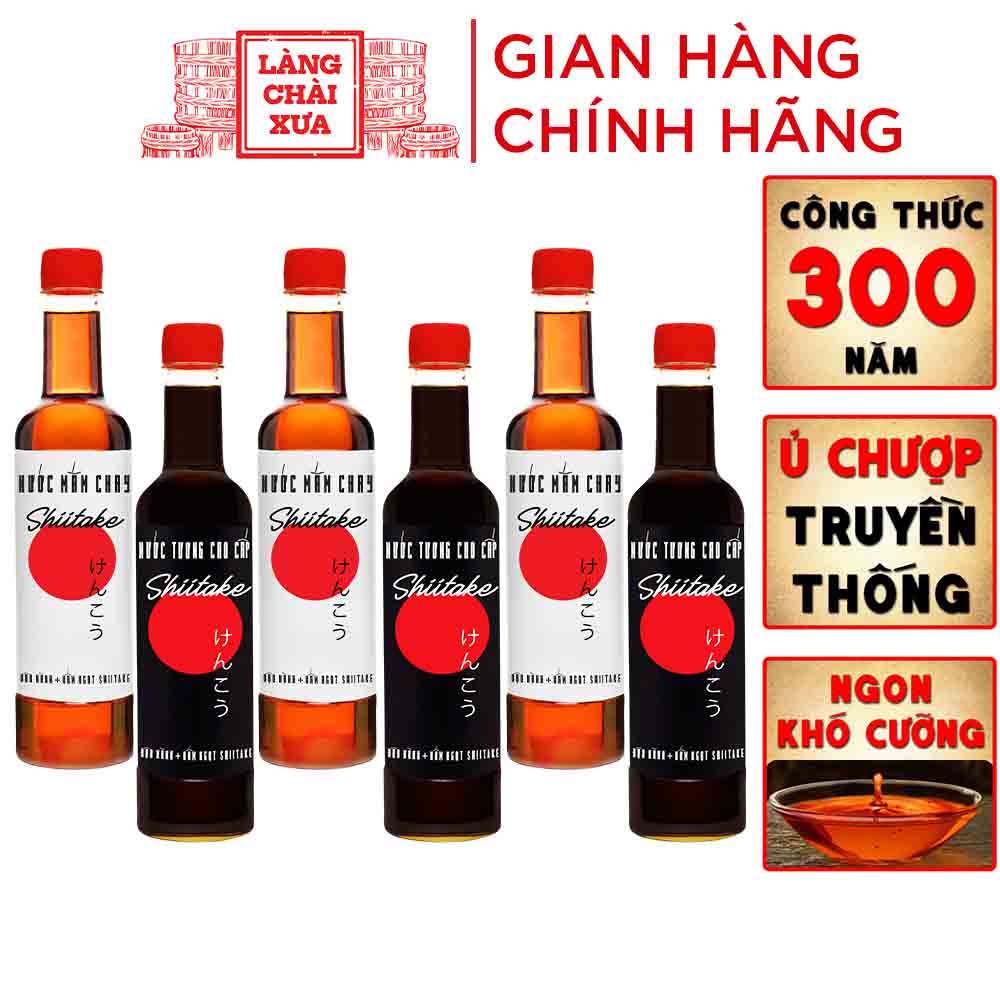 Mua 3 chai nước mắm chay shiitake tặng 3 chai nước tương shiitake chai nhựa cao cấp 525ml